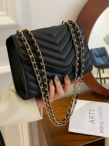 Fargo Black Sling Bag Women's Leatherette (VChainBox__FGO-464)