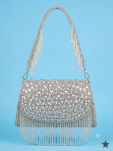 SHY FASHION Silver Sling Bag Bridal Wedding Rhinestone Handbag