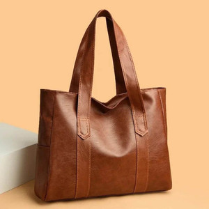 Poonam Enterprises Brown Tote Large Leather Tote Bag, Woman's Leather Purse, Large Capacity Hand Bag