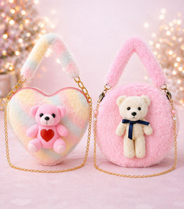 Cult Factory Tan Sling Bag Cute Round Teddy Sling Bag for Girls Combo Love Kids Sling Bag for Girls