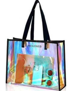 PROUDME Multicolor Tote Rainbow Tote Bags for College Ladies Big Shoulder Bag