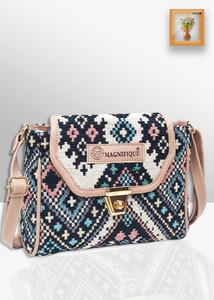 magnifique Multicolor Sling Bag Peach Stylish Women Sling Bag - Regular Size PU
