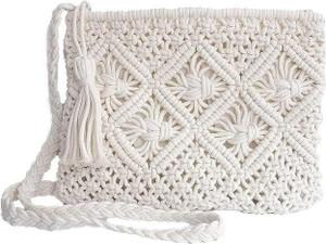 Luva White Sling Bag Off-White Handmade Macrame Crossbody Sling Bag