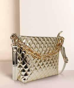 Parsley Gold Sling Bag Classy Partywear Unique Design Hobo Shoulder Crossbody Sling bag For Women