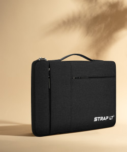 Straplt Black Messenger Bag 15-16 Inch Sleeve Bag Case for Laptop MacBook Waterproof Laptop Sleeve Bag,Black