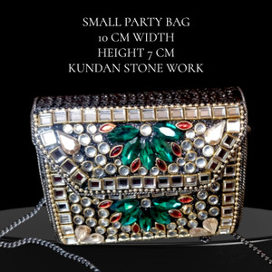 Glimpse Black, Multicolor Sling Bag VERY SMALL BLACK METAL BASE WITH MULTI STONES