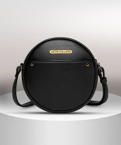 ASTIR COLLEEN Black Sling Bag Vegan Leather Women's & Girl's Sling Bag - Round Bag