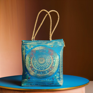 Rhaa Blue Tote Banarasi Silk Tote Bag