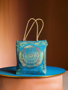 Rhaa Blue Tote Banarasi Silk Tote Bag