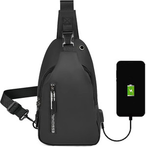 HOPZ Multicolor Sling Bag Sling Chest Bag For Men & Women Waterproof Sling Backpack Bag with USB Charging