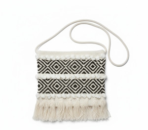 Amrit White, Black Sling Bag |woven shoulder bag