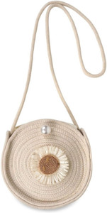 GHATIN White Sling Bag Women’s Round Sling Bag with Velcro Closure