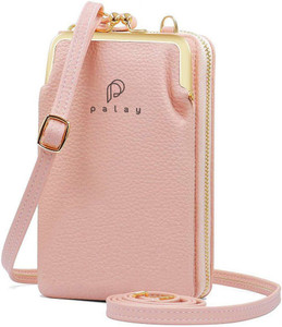 PALAY Pink Sling Bag Women Crossbody Phone Bag Ladies Wallet Small Soft PU Leather Cell Phone Purse