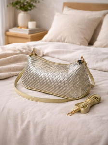Aadil Khan Gold Shoulder Bag Premium Handbag for Party, Wedding & Daily Use Lightweight Stylish Purse