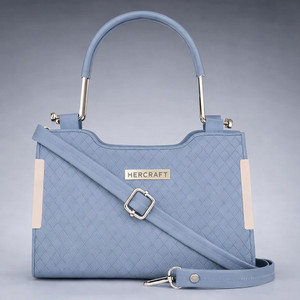 Hercraft Grey Women Quilted Sling Bag with Metal Handle - Image 1