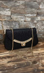HINZA Black Sling Bag Glitter Texture Sling Bag