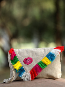 Anekaant White, Multicolor Sling Bag Boho