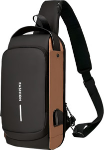 DSSB Black Shoulder Bag Small 10 L Backpack New Sling Bag Anti-Theft USB Crossbody Backpack Waterproof