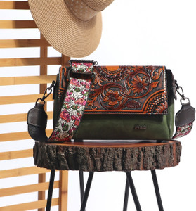 Exotic Premium Green Sling Bag Floral Emboridery Premium shoulder sling bag