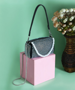 DOSYSO Multicolor Sling Bag Crossbody sling Bag for Women Rhinestone Pearl Clutch Party Handbags Wedding