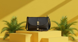 Leather Land Black Sling Bag Gorgeous TRISHUL Sling in Coal Black