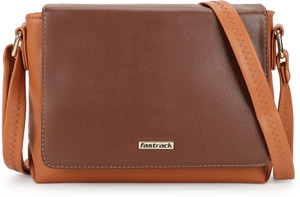 Fastrack Tan Sling Bag Color Blocked
