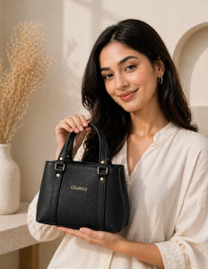 GLAMZY Black Hand-held Bag Mini Maroon Handbag | Stylish Compact Purse for Women
