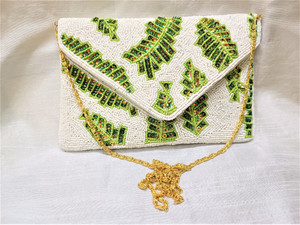 Zari and Fashion White Sling Bag Beaded white partywear women clutch bag