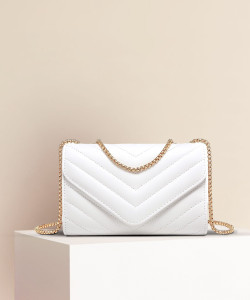 Tatuaa White Sling Bag Women's Stylish Bag Clutch Purses and Handbags with Chain Shoulder Strap
