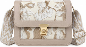 CATLIN Beige Sling Bag Floral | Stylish Shoulder | Daily Use & Party Wear
