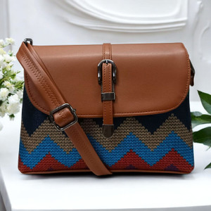 Jugnu Purple Sling Bag Handicraft Jute & Rexine Sling Bag with Magnetic Flap