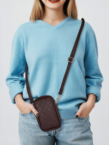 Pramadda Pure Luxury Brown Sling Bag Stylish Mobile Leather For Women Latest Trendy Side Crossbody Purse