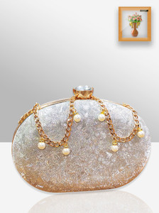 magnifique White Sling Bag Bridal Elegance Clutch | Stylish Wedding & Party Wear Handbag & Clutch for Women