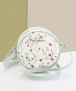 Sacci Mucci Green Sling Bag Women Girls Printed Sling Bag Round Crossbody Purse-Floral Tree Twig Design