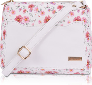 FOMMIL White Sling Bag Trendy Quilted Crossbody Sling Bag for Girl Women for Party Office College