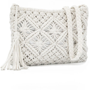 RAKANO Beige Sling Bag Macrame handbag purse for women and girls
