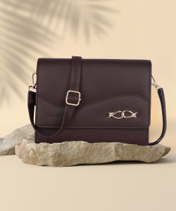 Reshu Brown Sling Bag Women's Sling Cross-Body Bags With Adjustable Shoulder Strap & 3 pockets
