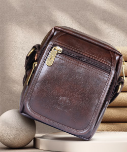 The CLOWNFISH Brown Sling Bag Faux Leather Unisex Crossbody Sling Bag