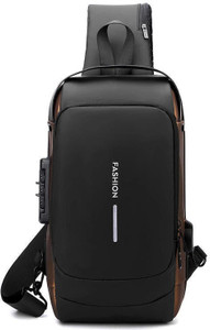 heboo Black, Brown Sling Bag New-Waterproof Anti-Theft Bag with USB Charging port | Backpack for Men & Women