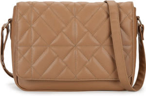 Fastrack Tan Sling Bag Quilted