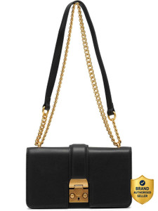 Miraggio Black Sling Bag Scarlet Solid Crossbody Bag with Convertable Sling/Shoulder Chain for Women