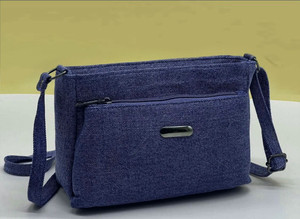 Kate Linn Blue Shoulder Bag DENIM 4ZIP SLING - BLUE