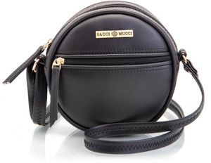 Sacci Mucci Black Sling Bag Round Round Sling Bag, Printed Sling Bag, Crossbody Bag , gifts , Shoulder Bag