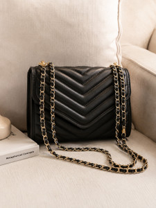 Fargo Black Sling Bag Women's Leatherette (VChainBox__FGO-464)