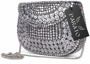 Parmmy Black Shoulder Bag Woman Metal Hand Bag Gun Black