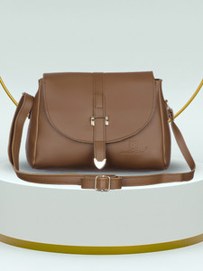 Leather Land Brown, Gold Sling Bag Buckle Sling In Mud Brown