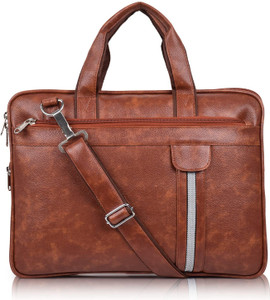 ZipCraze Tan Messenger Bag - Laptop Bag for Men, PU Leather Expandable Office Bag for Men, 15.6 inches