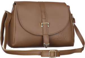 Leather Land Brown, Gold Sling Bag Buckle Sling In Mud Brown