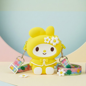SYGA Yellow Shoulder Bag Children Pop It Fidget Smiley Lucky Happy Flower Silicone Bag(FlowerLightYellow)