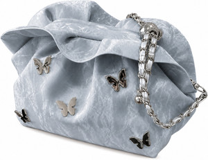 Baigo Town Blue Sling Bag French Style Velvet Sling Bag Soft & Water-Resistant Fabric Butterfly Design